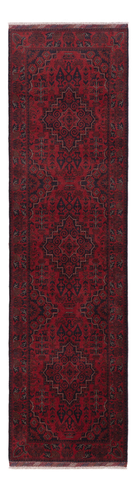 Läufer Afghan - Kunduz - 298 x 81 cm - dunkelrot