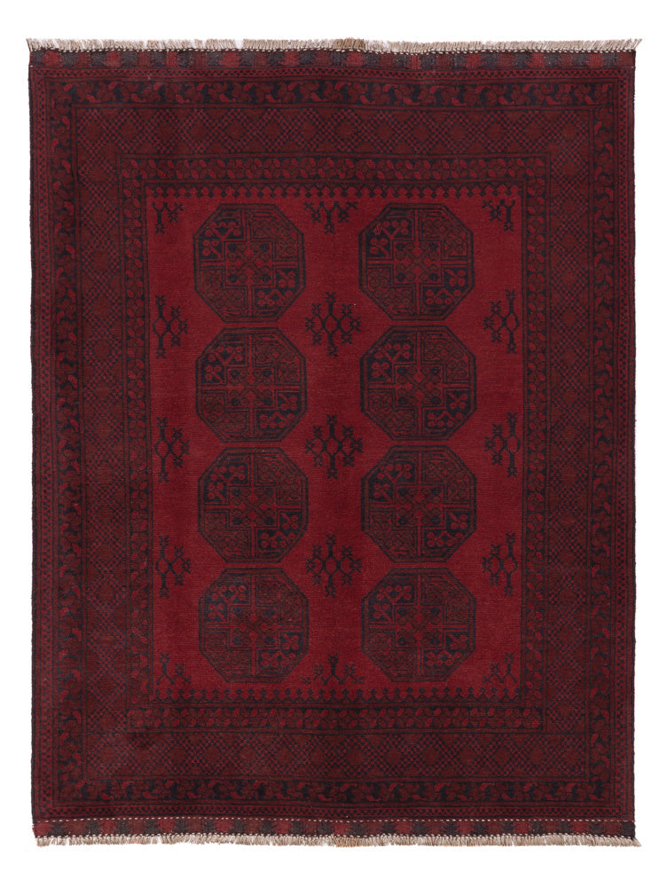 Afghan Teppich - Filpa - 193 x 150 cm - dunkelrot