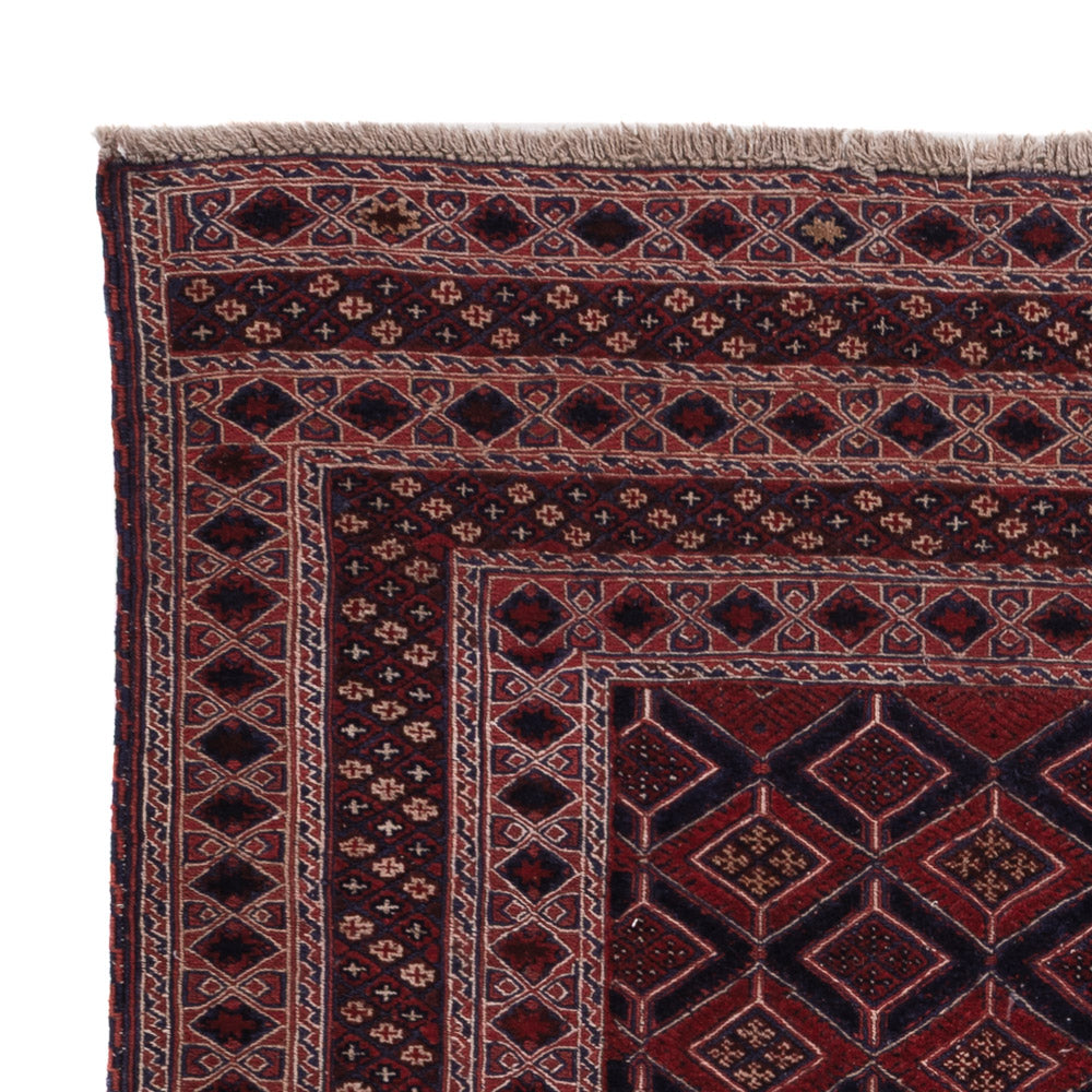 Kelim Carpet - orientalisk matta kvadrat  - 187 x 161 cm - mörkröd