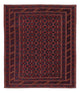 Kelim Carpet - orientalisk matta kvadrat  - 189 x 160 cm - mörkröd