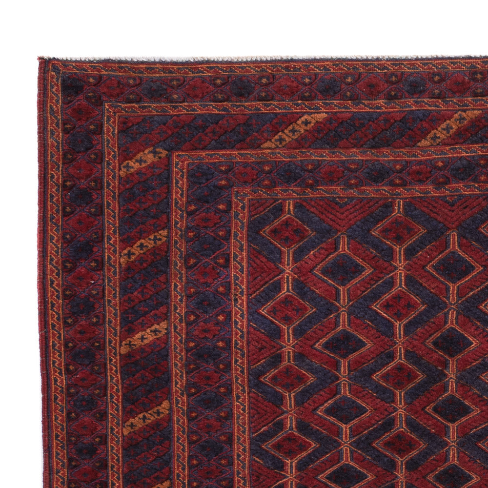 Kelim Carpet - orientalisk matta kvadrat  - 189 x 160 cm - mörkröd