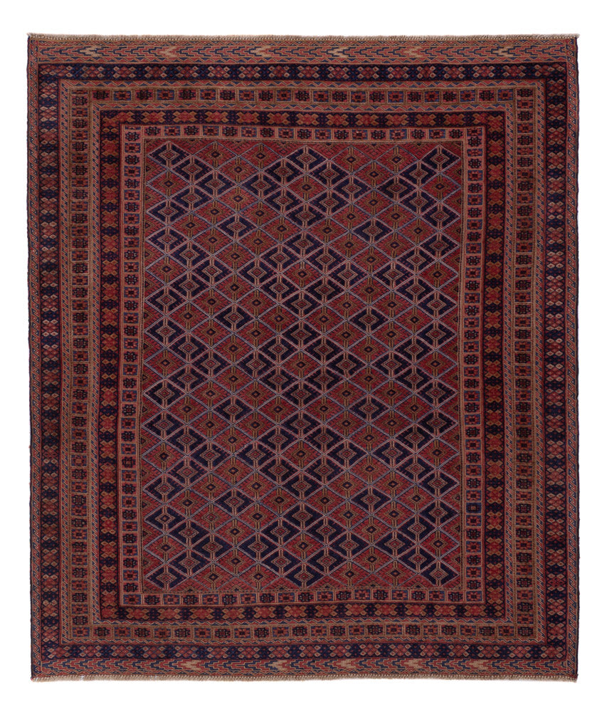 Kelim Teppich - Oriental quadratisch  - 183 x 157 cm - dunkelrot