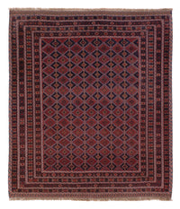 Kelim Teppich - Oriental quadratisch  - 183 x 158 cm - dunkelrot