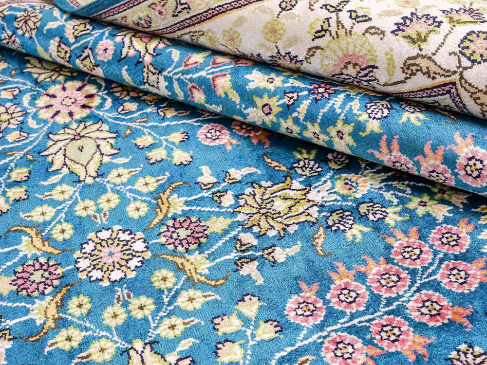 Silk matta - China Silk - 242 x 155 cm - bensinblå