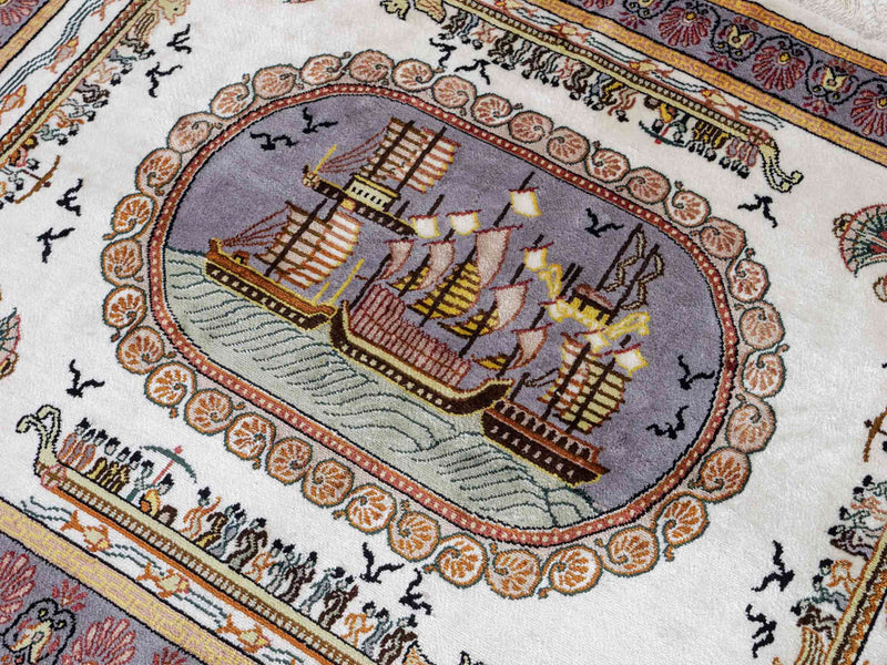 Seidenteppich - China Seide - 121 x 95 cm - beige