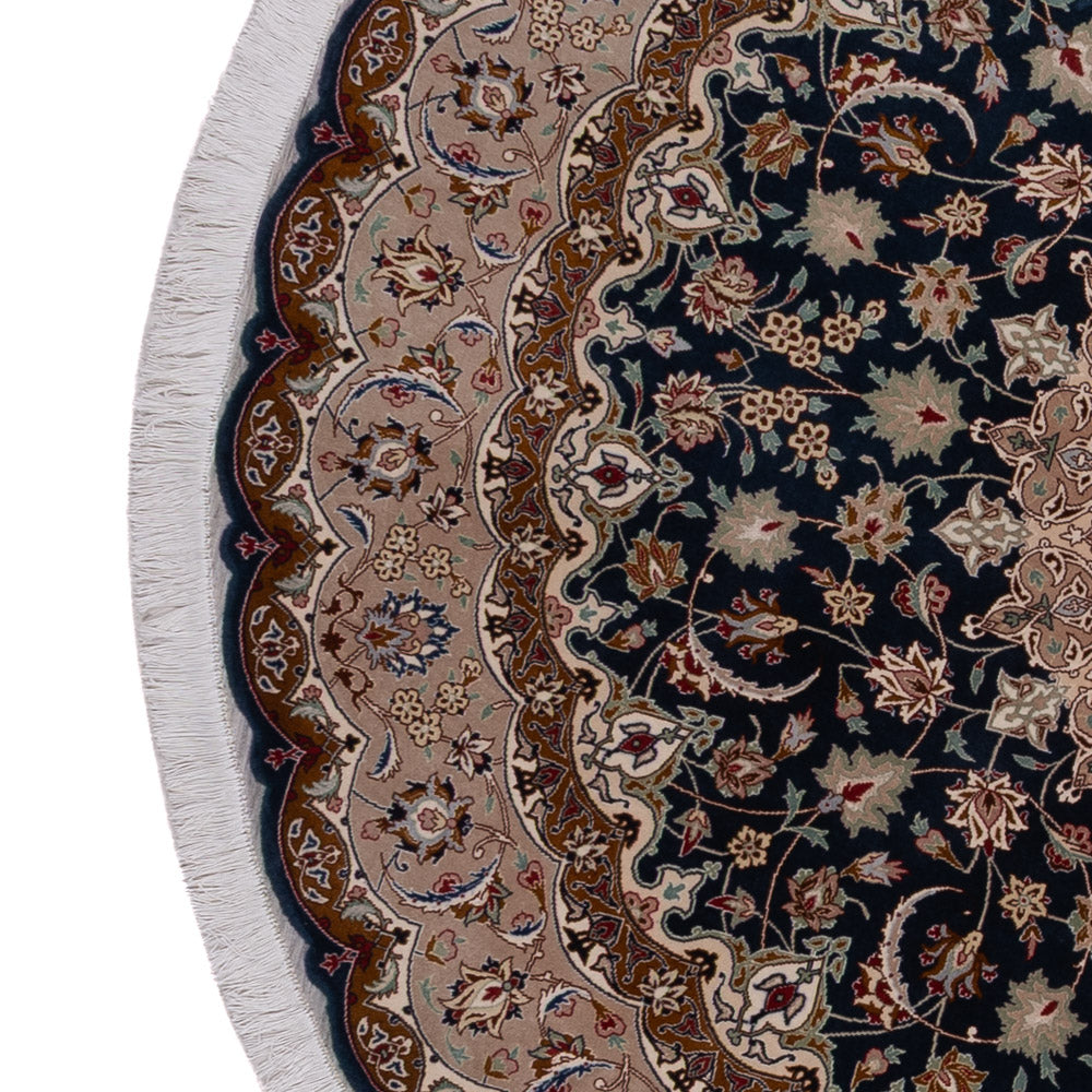 Persisk matta - Tabriz - Royal runt  - 200 x 200 cm - svartgrön
