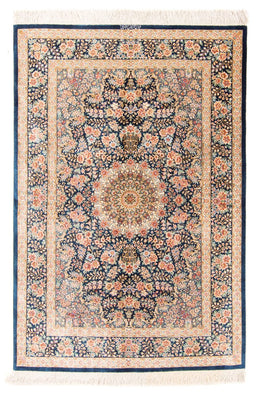 Silk Carpet - Ghom Silk - Premium - 152 x 100 cm - mörkblå