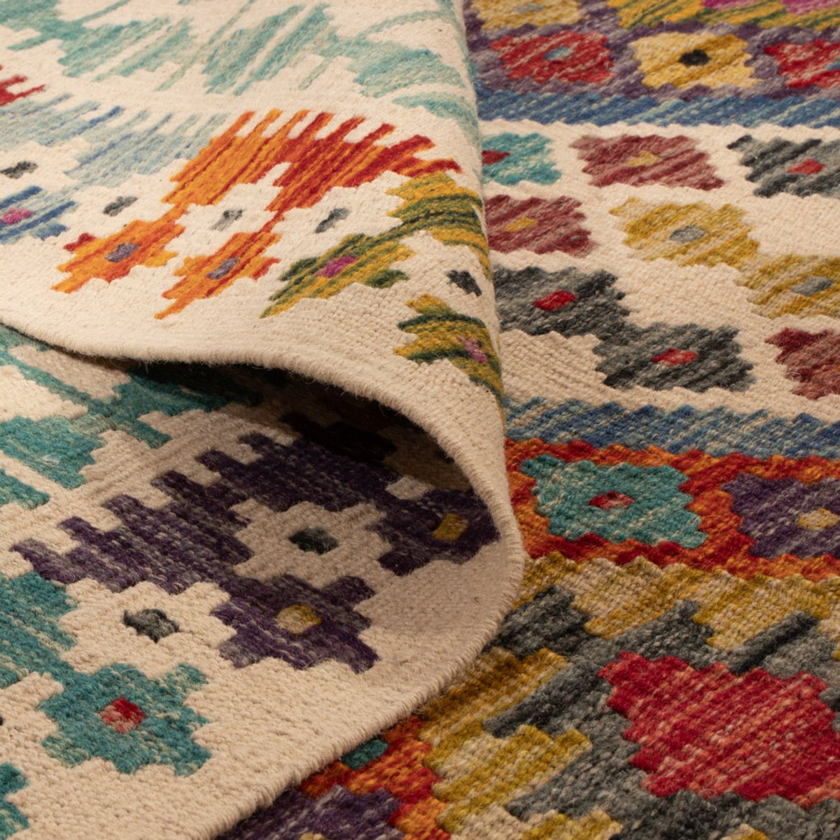 Kelim Carpet - Splash kvadrat  - 207 x 203 cm - flerfärgad