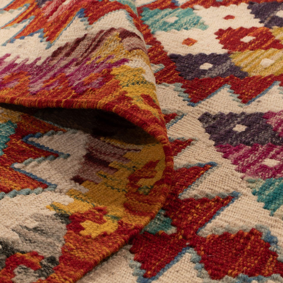 Kelim Carpet - Splash kvadrat  - 152 x 152 cm - flerfärgad