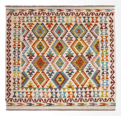 Kelim Carpet - Splash kvadrat  - 154 x 143 cm - flerfärgad