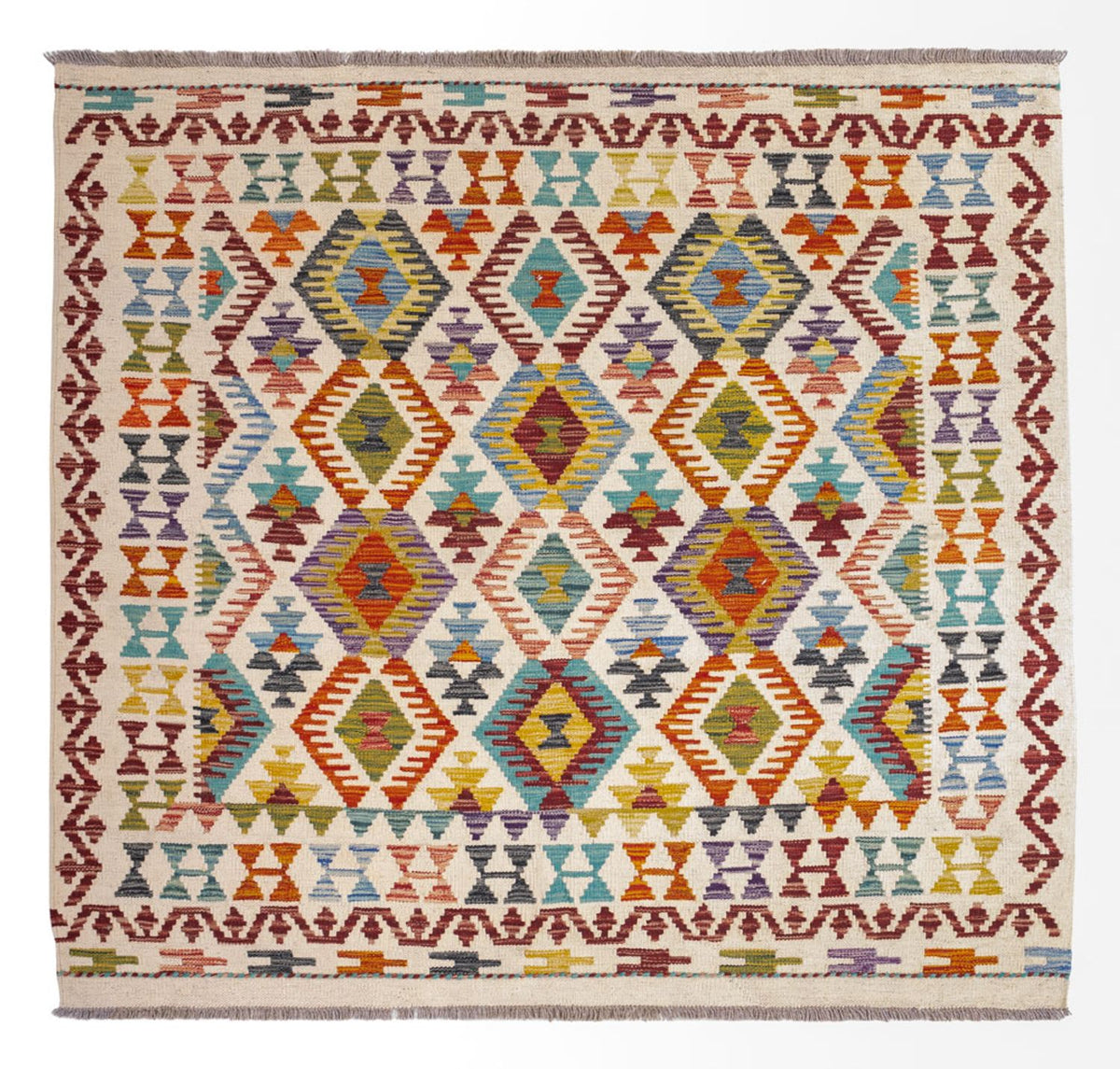 Kelim Carpet - Splash kvadrat  - 154 x 143 cm - flerfärgad