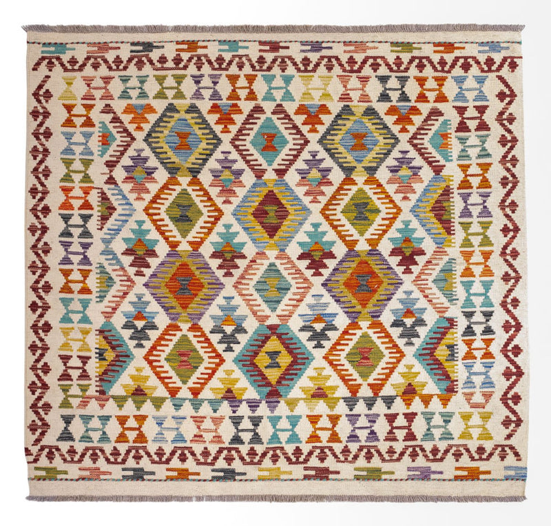 Kelim Carpet - Splash kvadrat  - 154 x 143 cm - flerfärgad