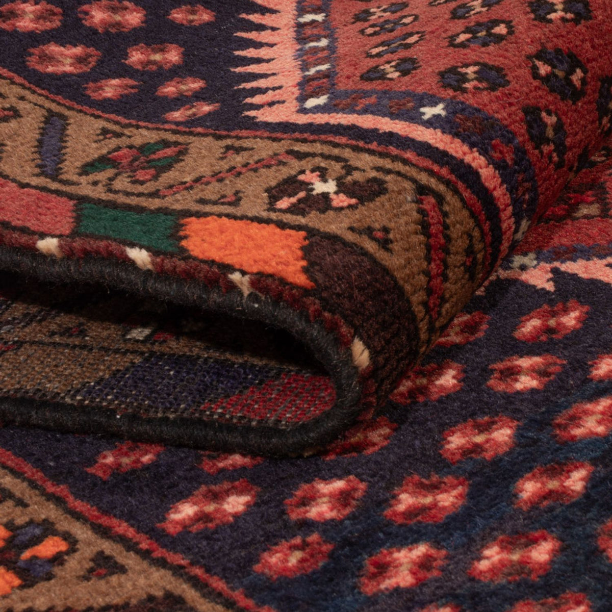 Persisk matta - Nomadic - 153 x 74 cm - mörkröd