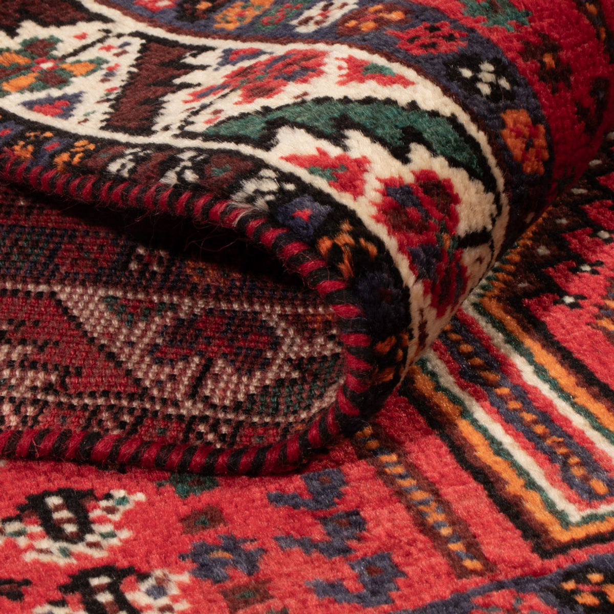 Persisk matta - Nomadic - 142 x 79 cm - mörkröd