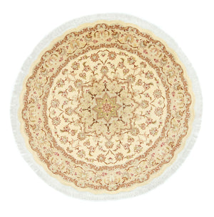Persisk matta - Tabriz - Premium runt  - 148 x 148 cm - beige