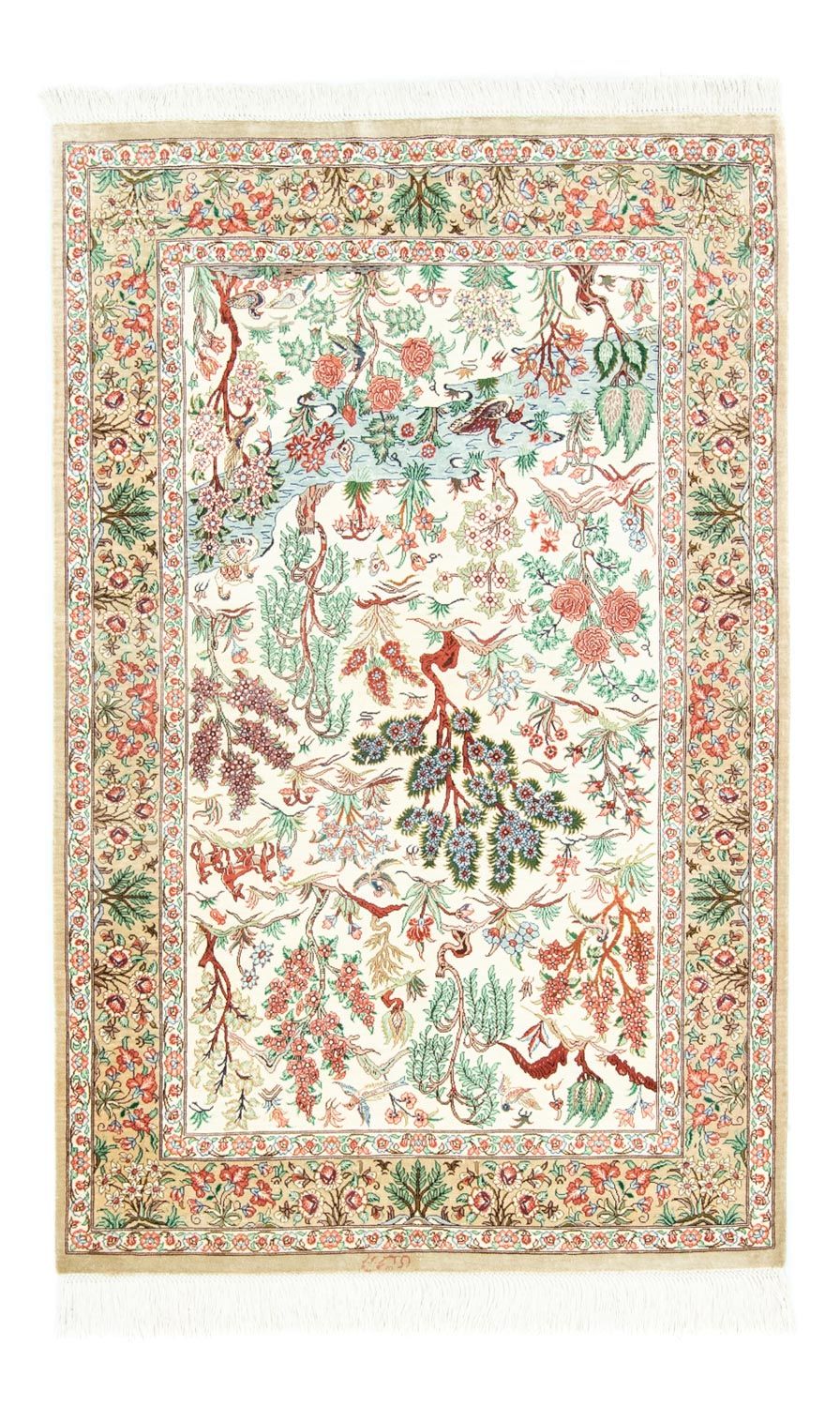 Silk Carpet - Ghom Silk - Premium - 122 x 80 cm - beige