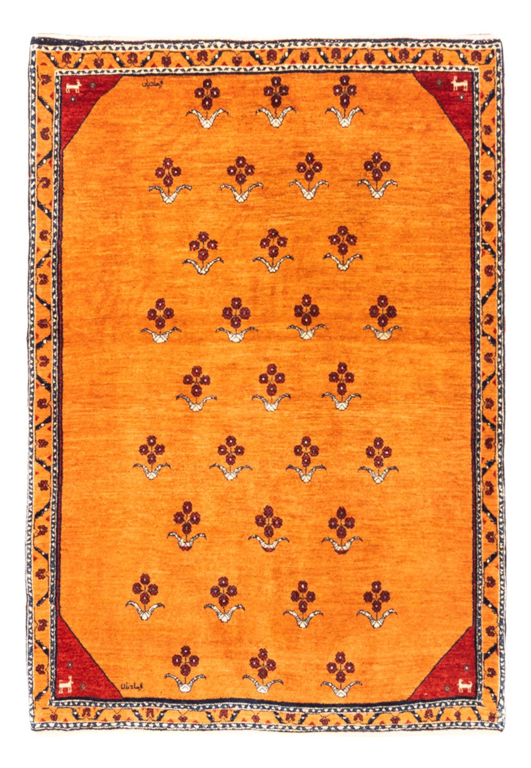 Gabbeh-matta - persisk - 170 x 128 cm - guld