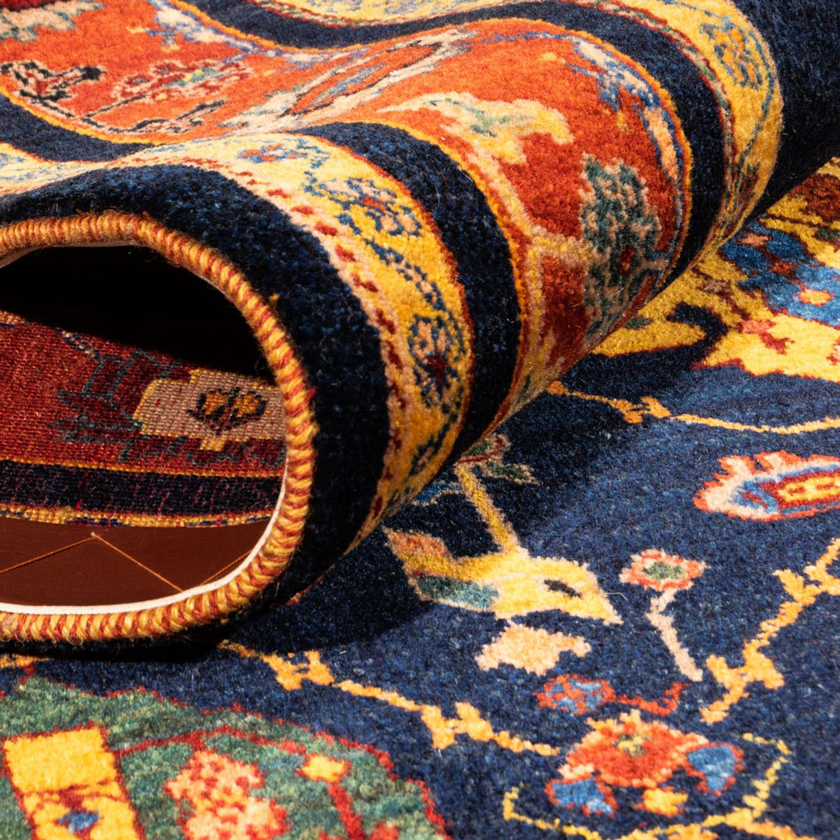 Gabbeh-matta - persisk - 257 x 185 cm - mörkblå