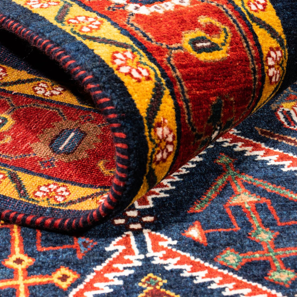 Gabbeh-matta - persisk - 205 x 143 cm - mörkblå