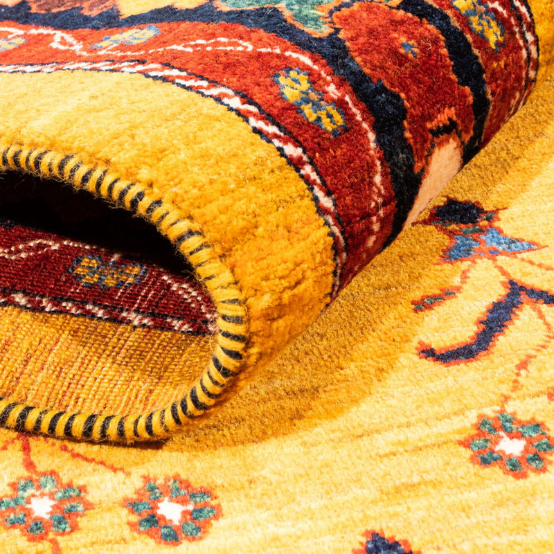 Gabbeh-matta - persisk - 198 x 149 cm - guld