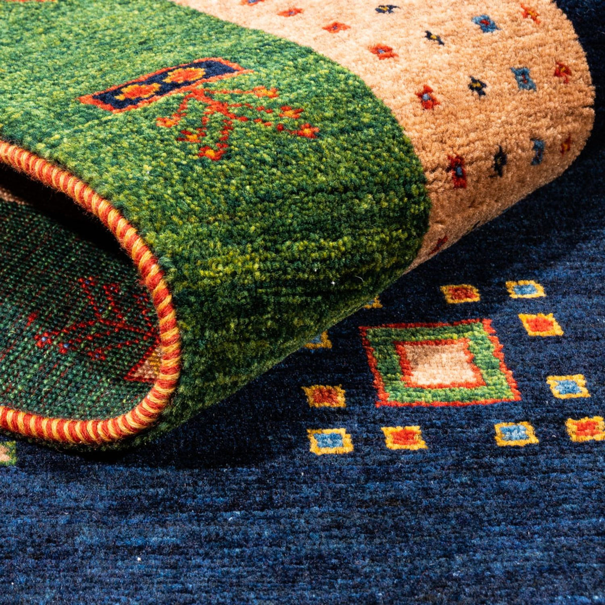 Runner Gabbeh-matta - persisk - 202 x 82 cm - mörkblå