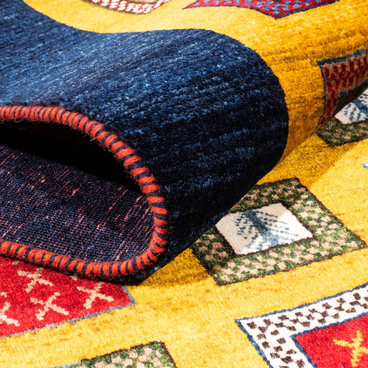 Gabbeh-matta - persisk - 195 x 150 cm - guld