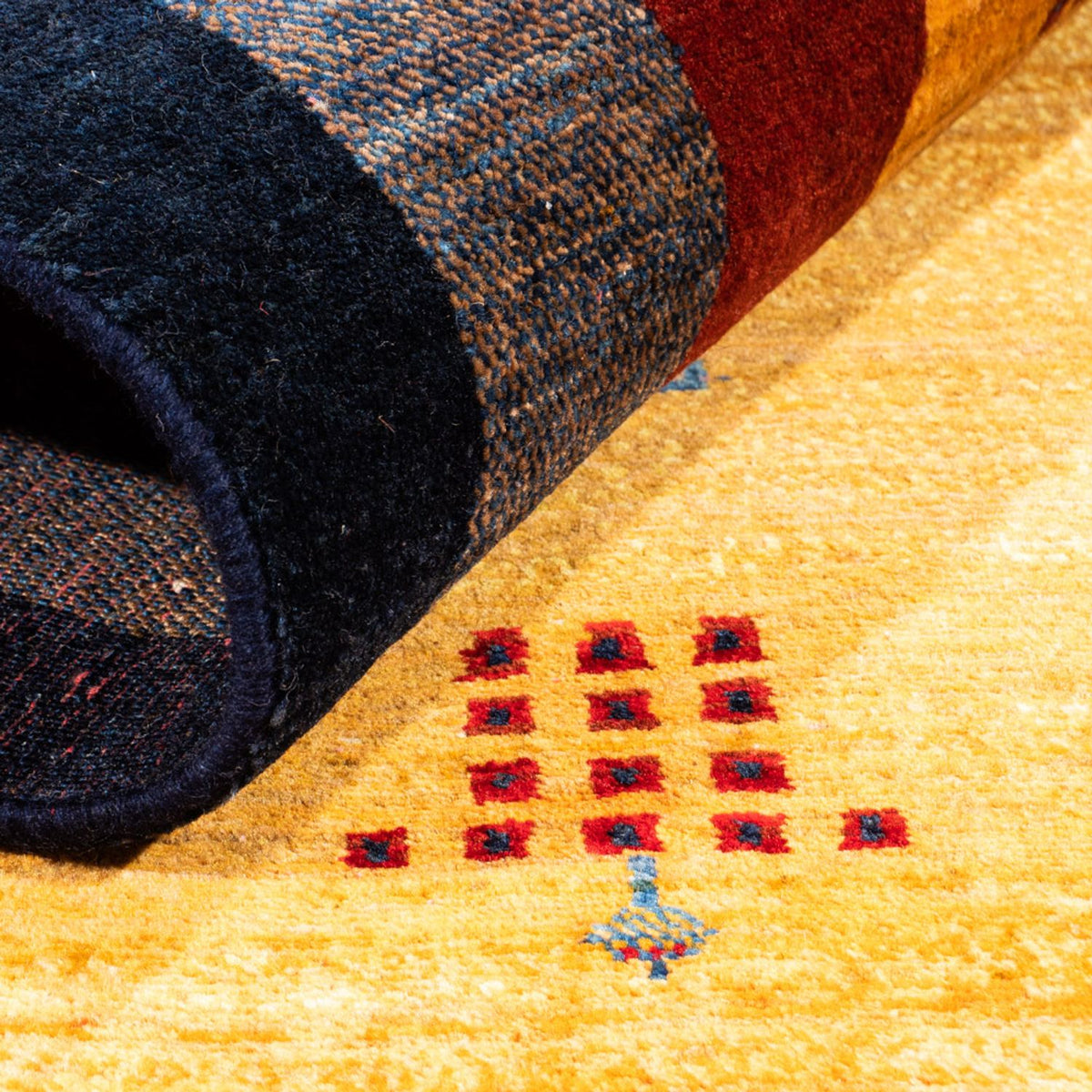 Gabbeh-matta - persisk - 157 x 106 cm - guld