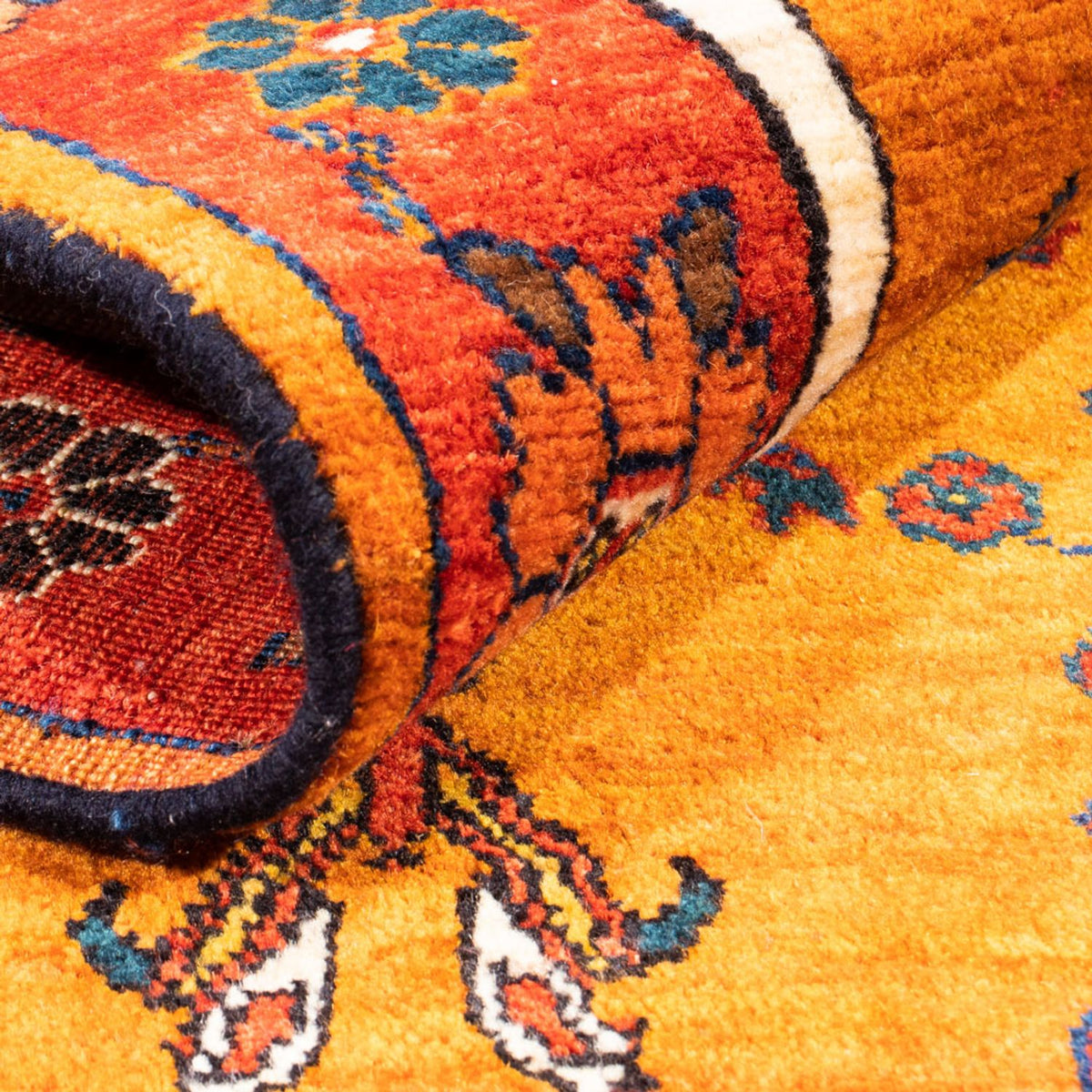 Gabbeh-matta - persisk - 150 x 105 cm - guld