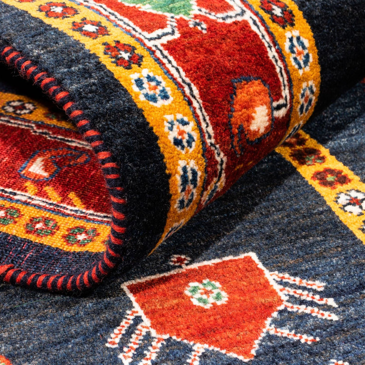 Gabbeh-matta - persisk - 235 x 150 cm - mörkblå