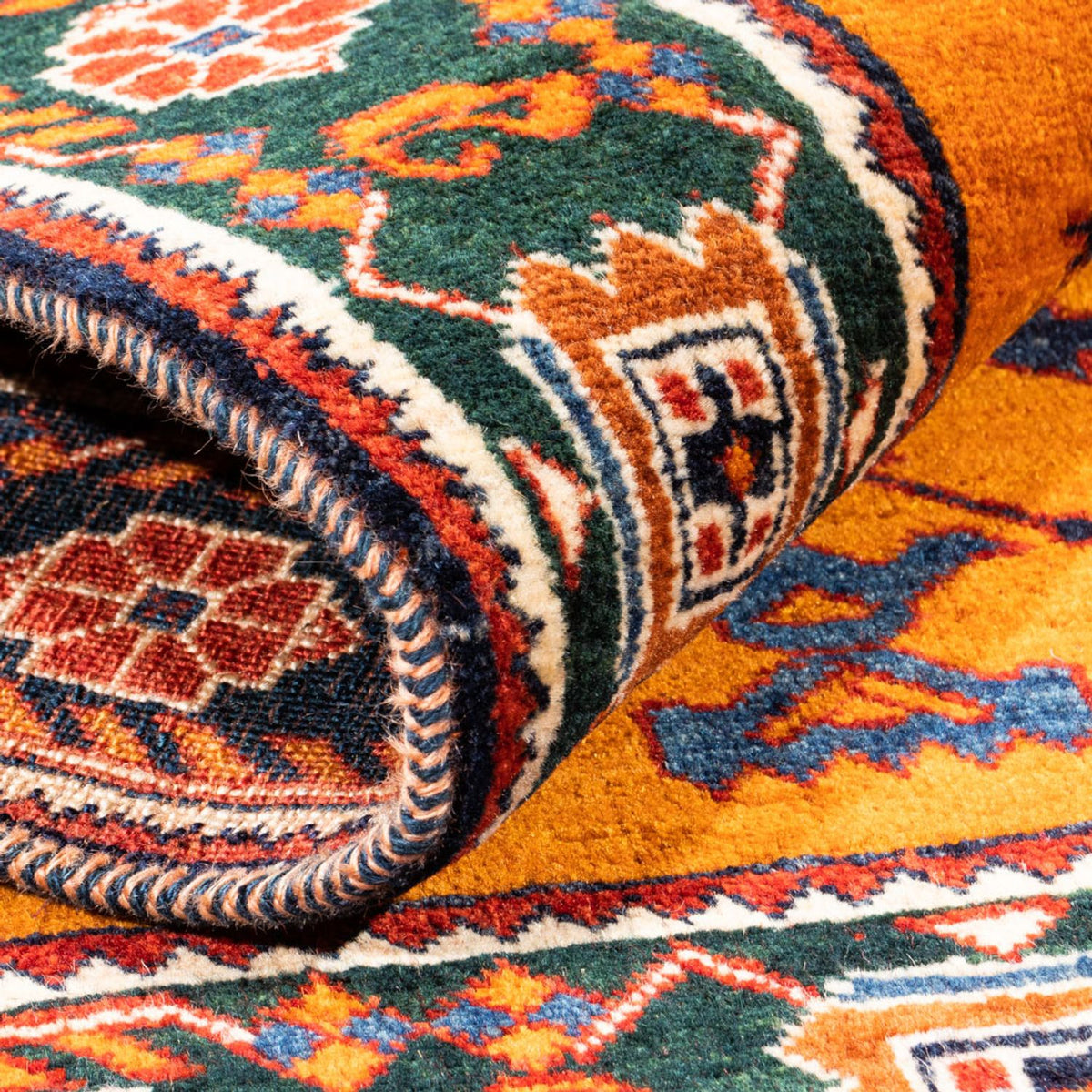 Gabbeh-matta - persisk - 150 x 106 cm - guld