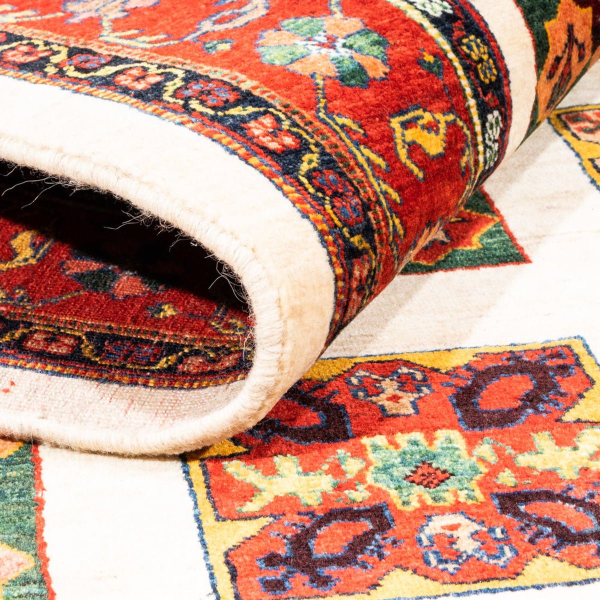 Gabbeh-matta - persisk - 204 x 157 cm - grädde