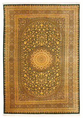 Silk Carpet - Ghom Silk - Premium - 294 x 196 cm - olivgrön