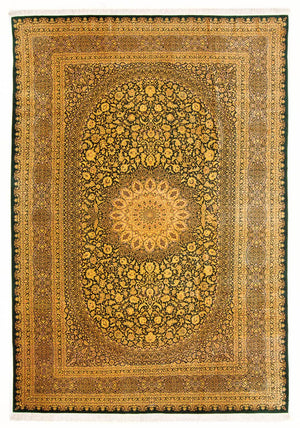 Silk Carpet - Ghom Silk - Premium - 294 x 196 cm - olivgrön
