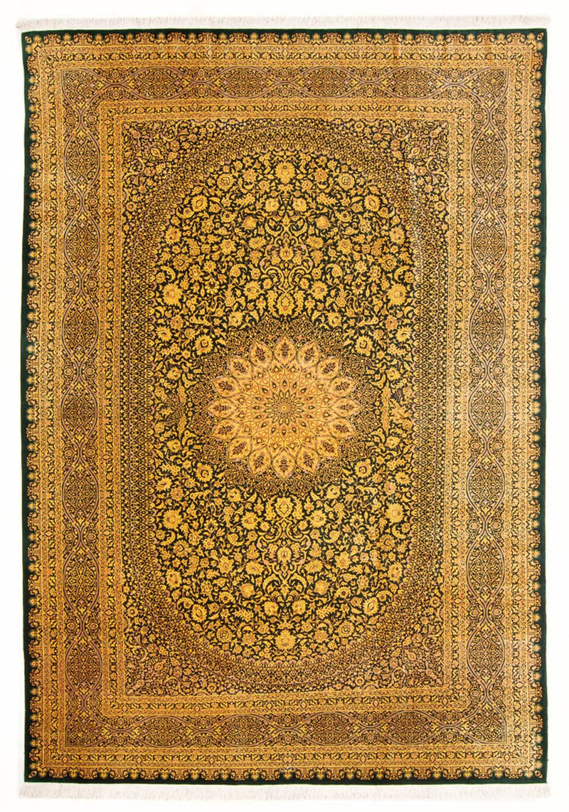 Silk Carpet - Ghom Silk - Premium - 294 x 196 cm - olivgrön