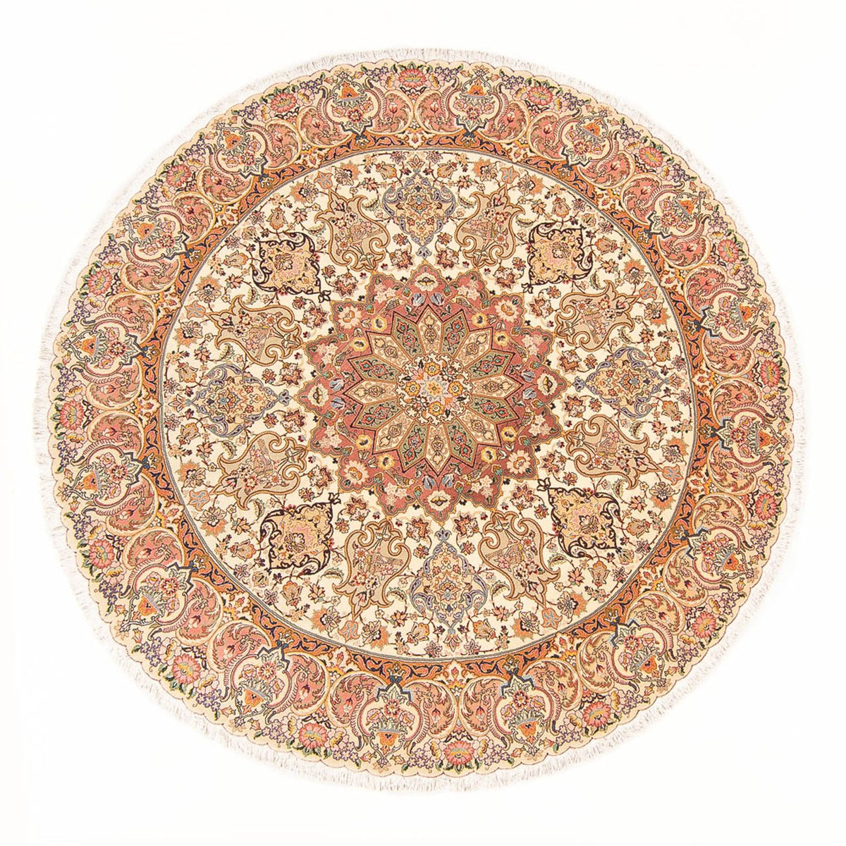 Persisk matta - Tabriz - Royal runt  - 200 x 200 cm - grädde