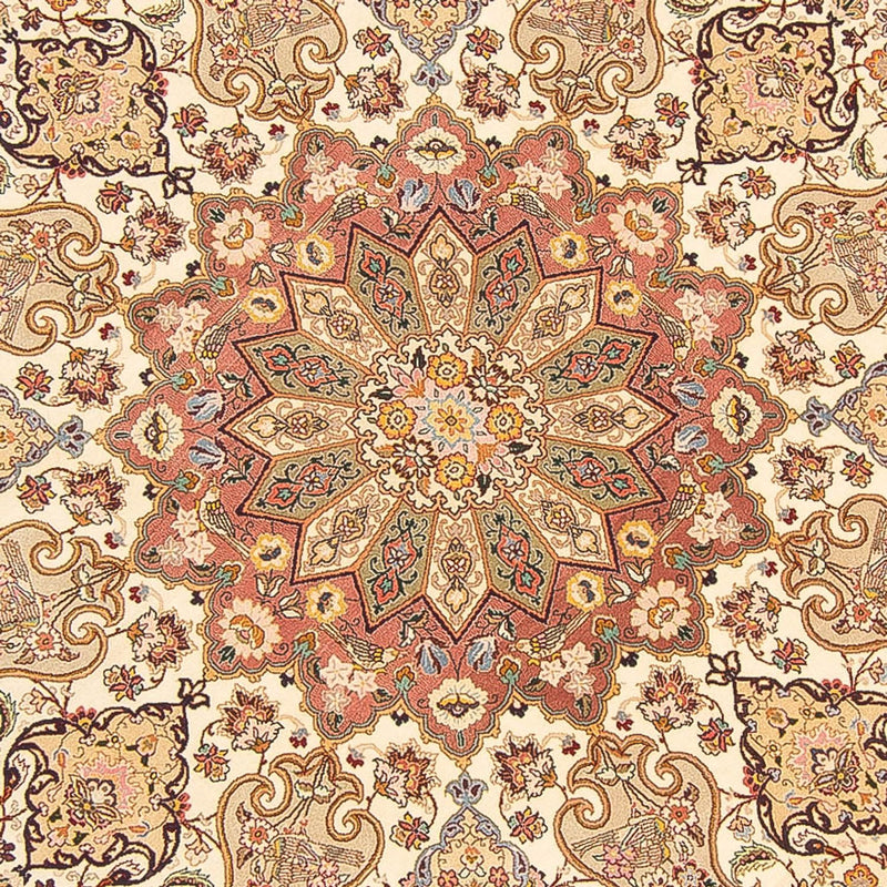 Persisk matta - Tabriz - Royal runt  - 200 x 200 cm - grädde