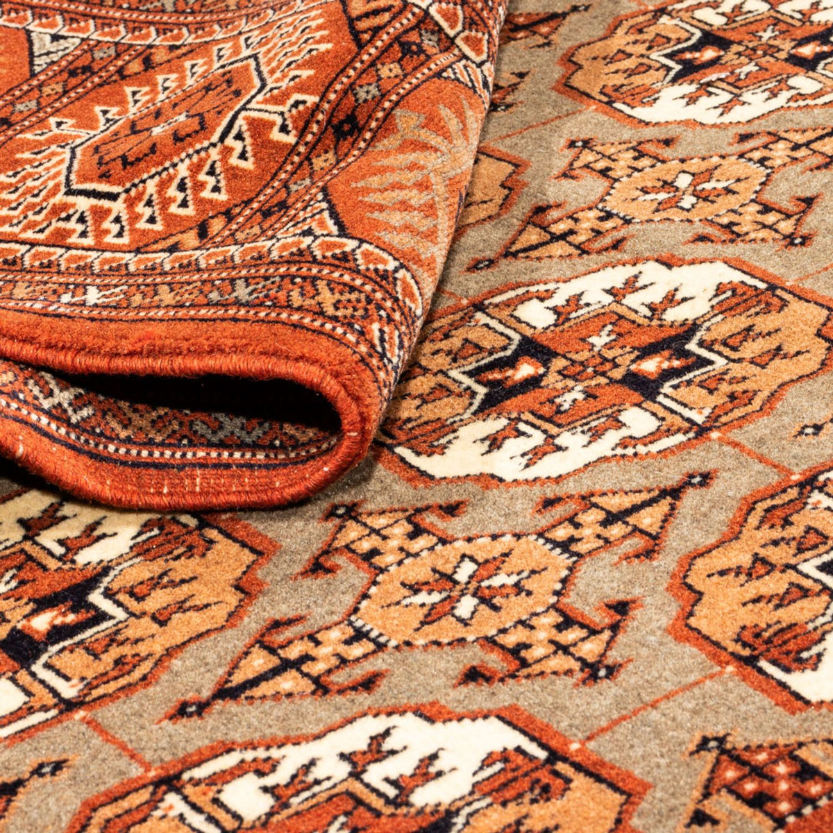 Turkaman-matta - 305 x 205 cm - mörk beige