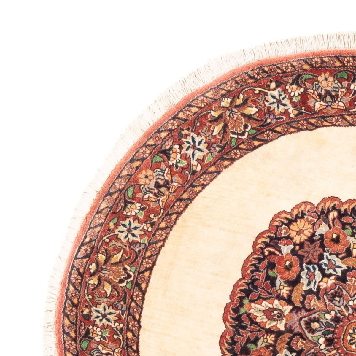 Persisk matta - Bijar - Royal runt  - 100 x 100 cm - grädde