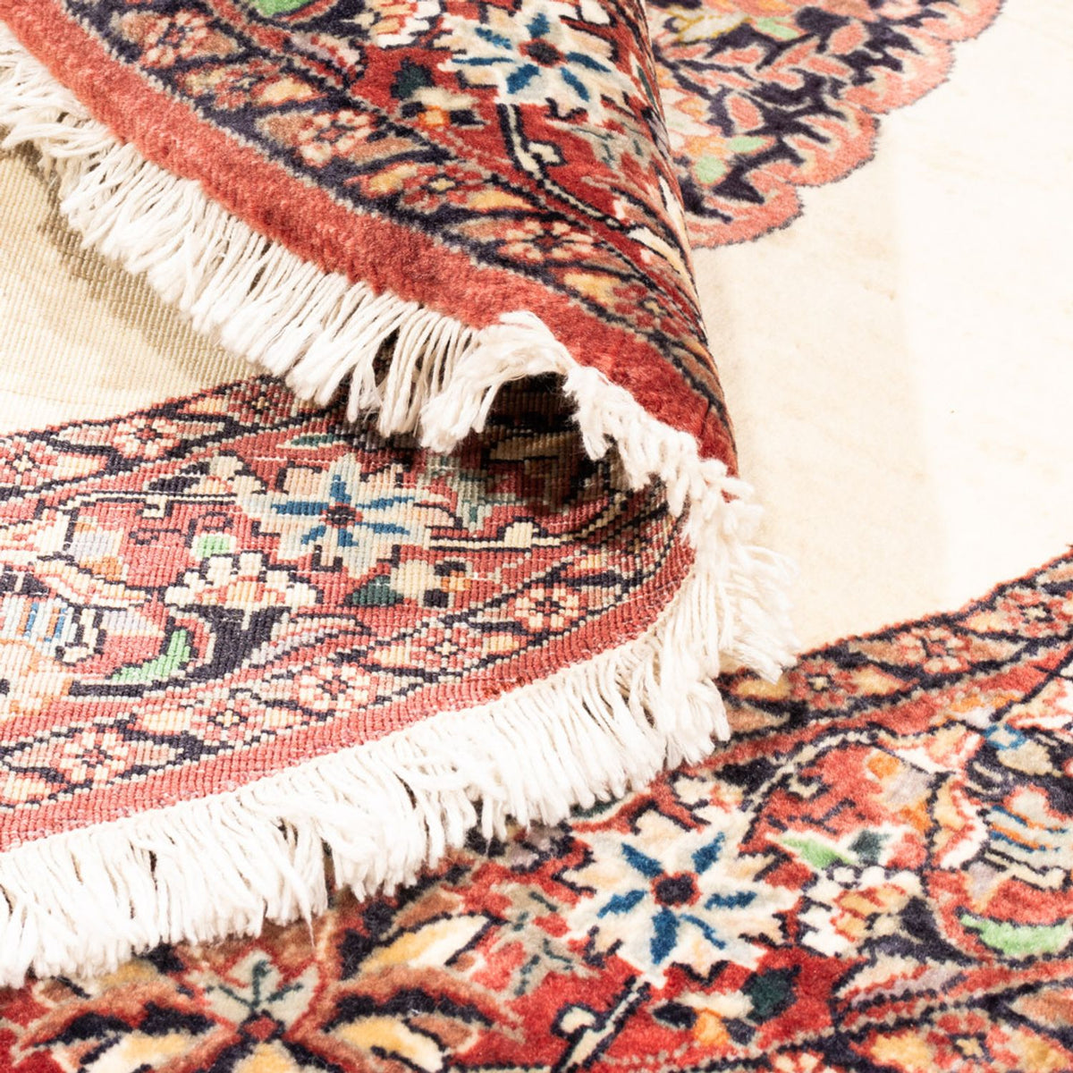 Persisk matta - Bijar - Royal runt  - 100 x 100 cm - grädde