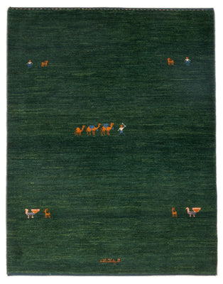 Gabbeh-matta - persisk - 151 x 104 cm - mörkgrön