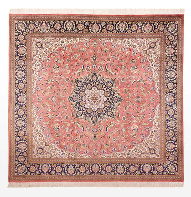 Silk Carpet - Ghom Silk - Premium kvadrat  - 247 x 247 cm - ljusröd