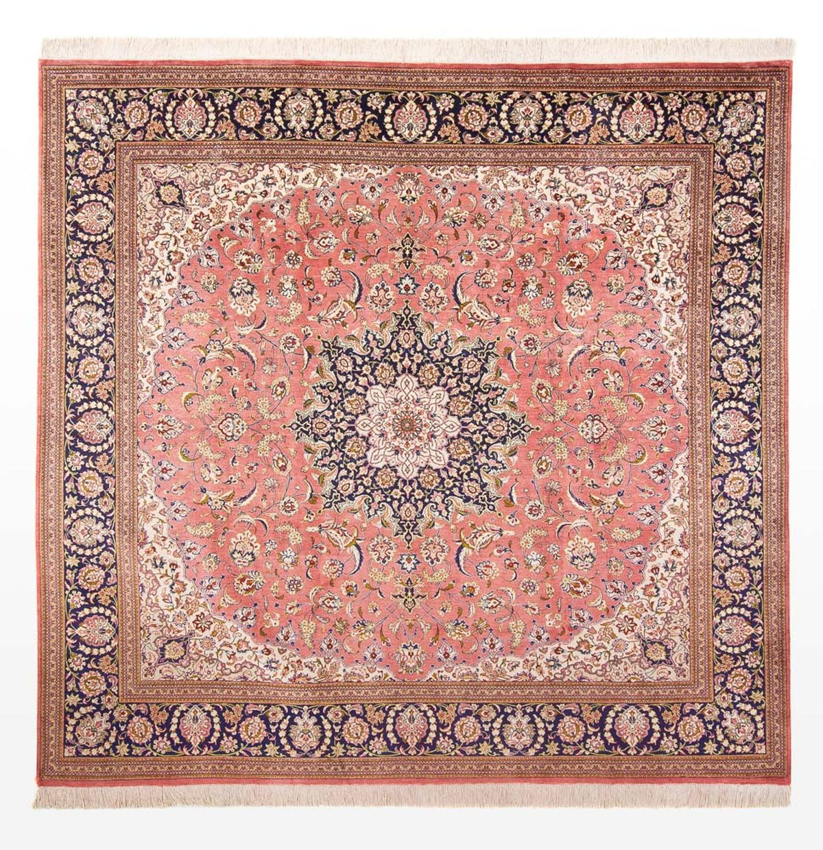 Silk Carpet - Ghom Silk - Premium kvadrat  - 247 x 247 cm - ljusröd