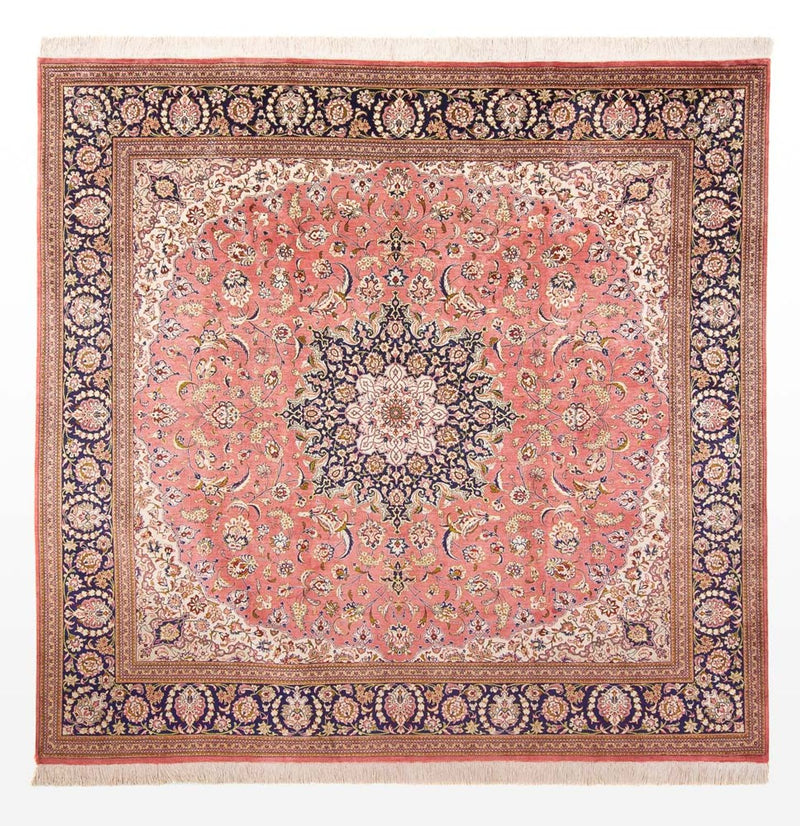 Silk Carpet - Ghom Silk - Premium kvadrat  - 247 x 247 cm - ljusröd