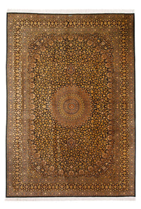 Silk Carpet - Ghom Silk - Premium - 353 x 242 cm - svart