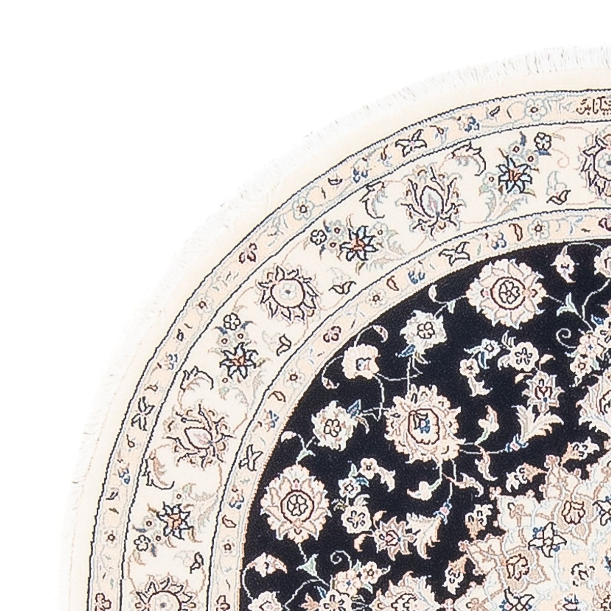 Persisk matta - Nain - Premium runt  - 105 x 104 cm - mörkblå