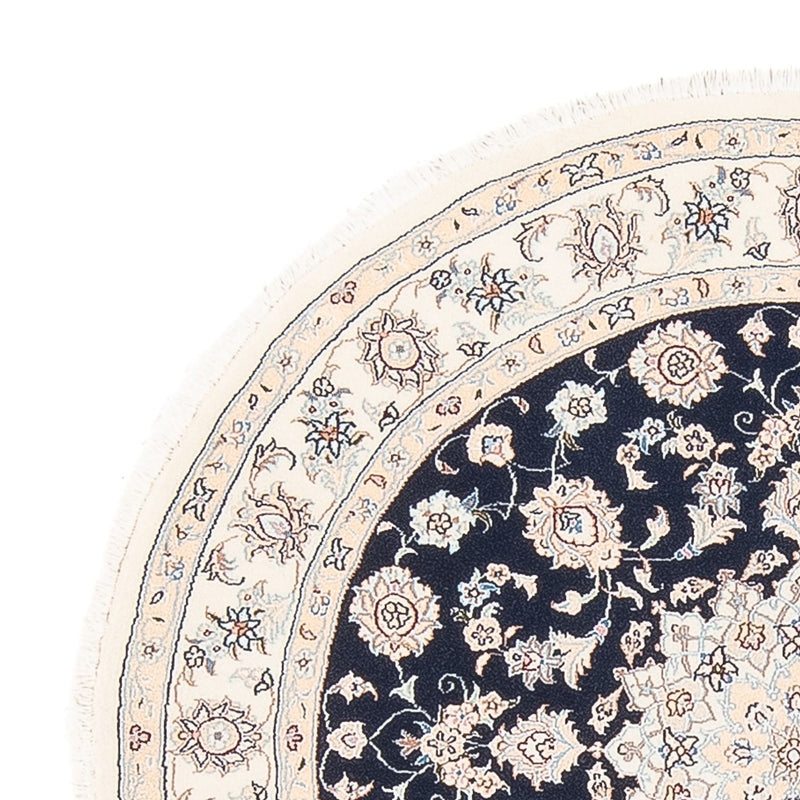 Persisk matta - Nain - Premium runt  - 111 x 105 cm - mörkblå