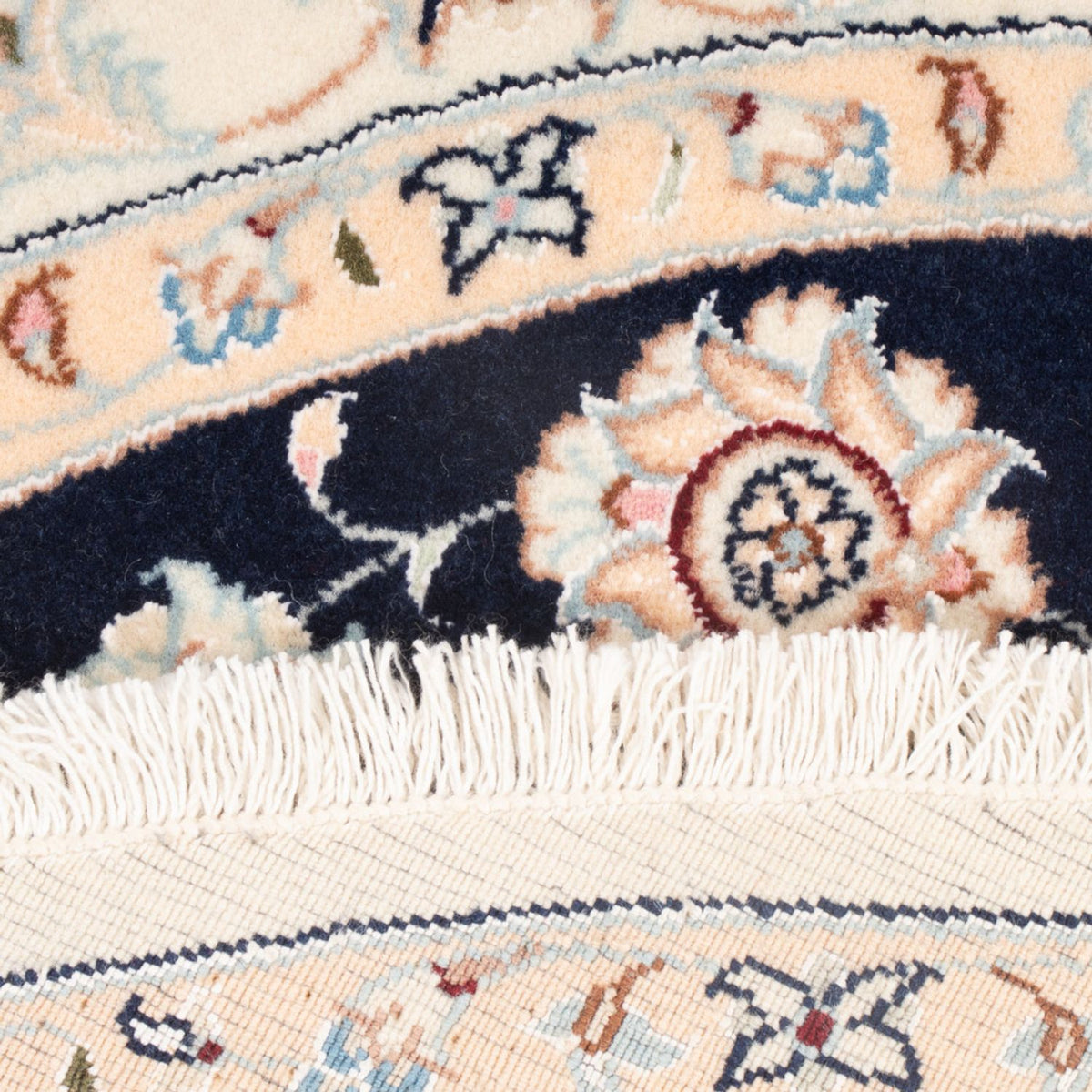 Persisk matta - Nain - Premium runt  - 111 x 105 cm - mörkblå