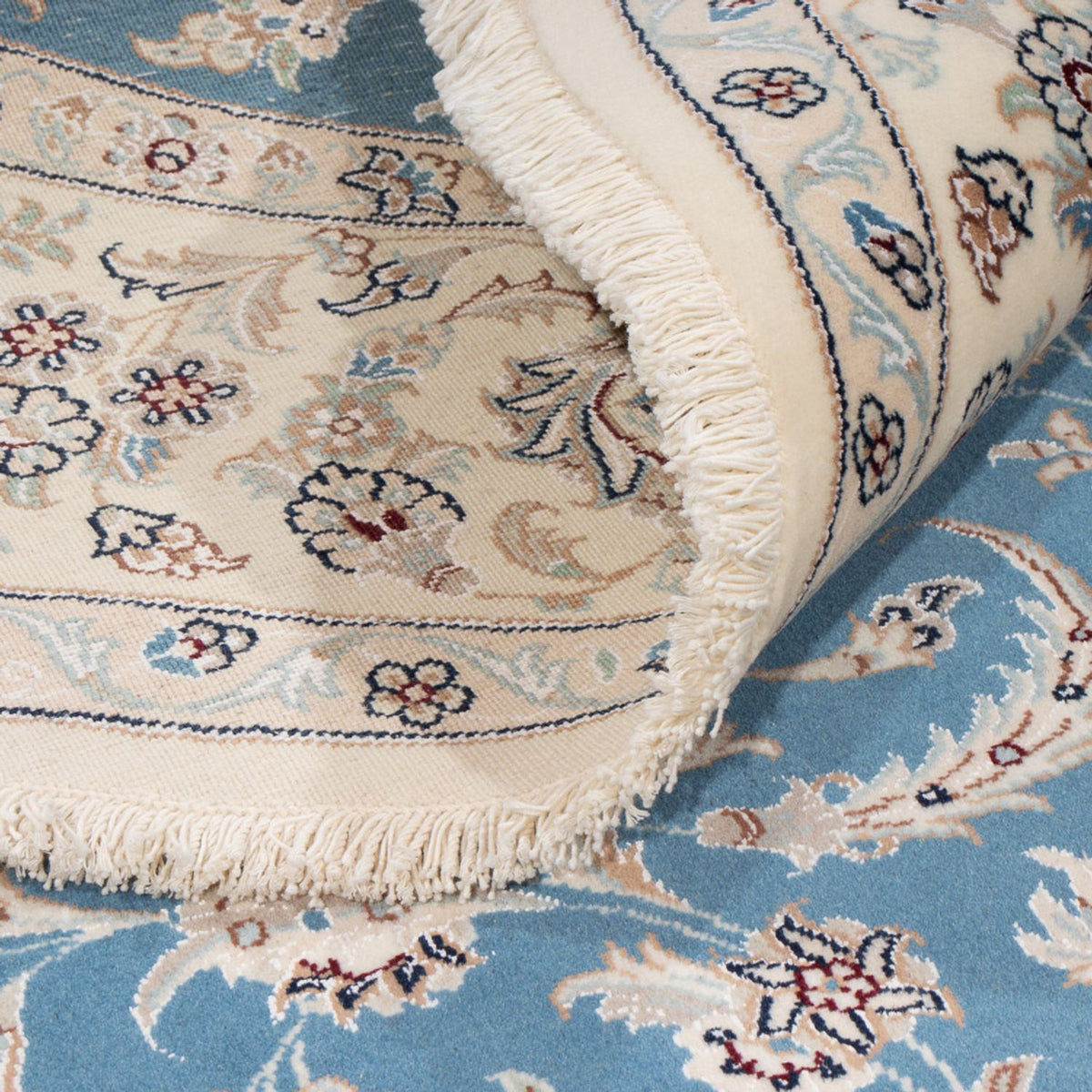 Persisk matta - Nain runt  - 200 x 200 cm - ljusblå