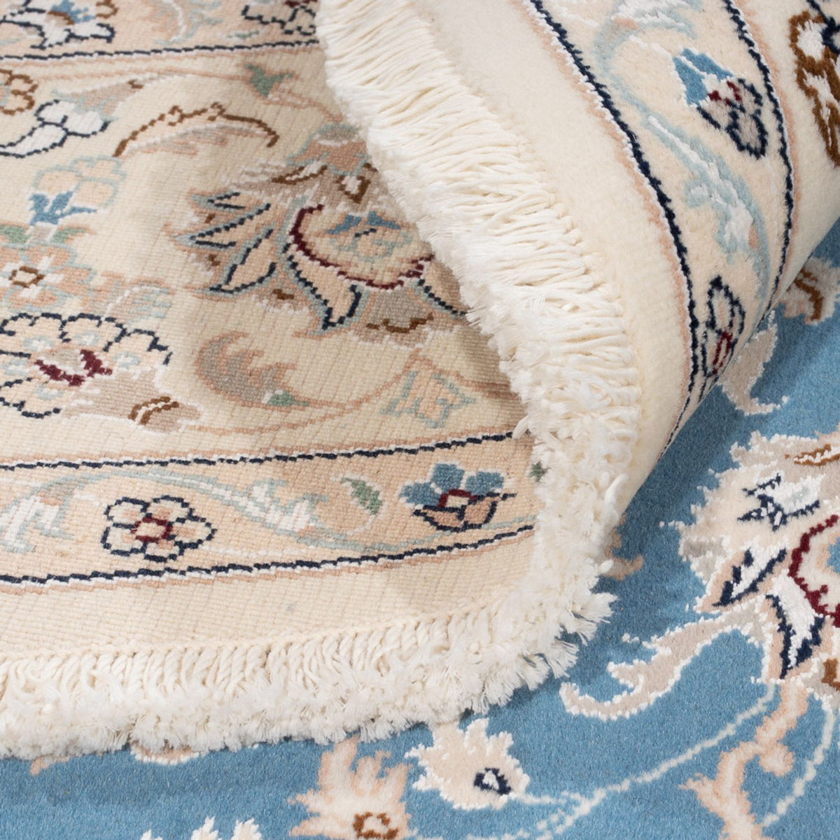 Persisk matta - Nain runt  - 200 x 200 cm - ljusblå