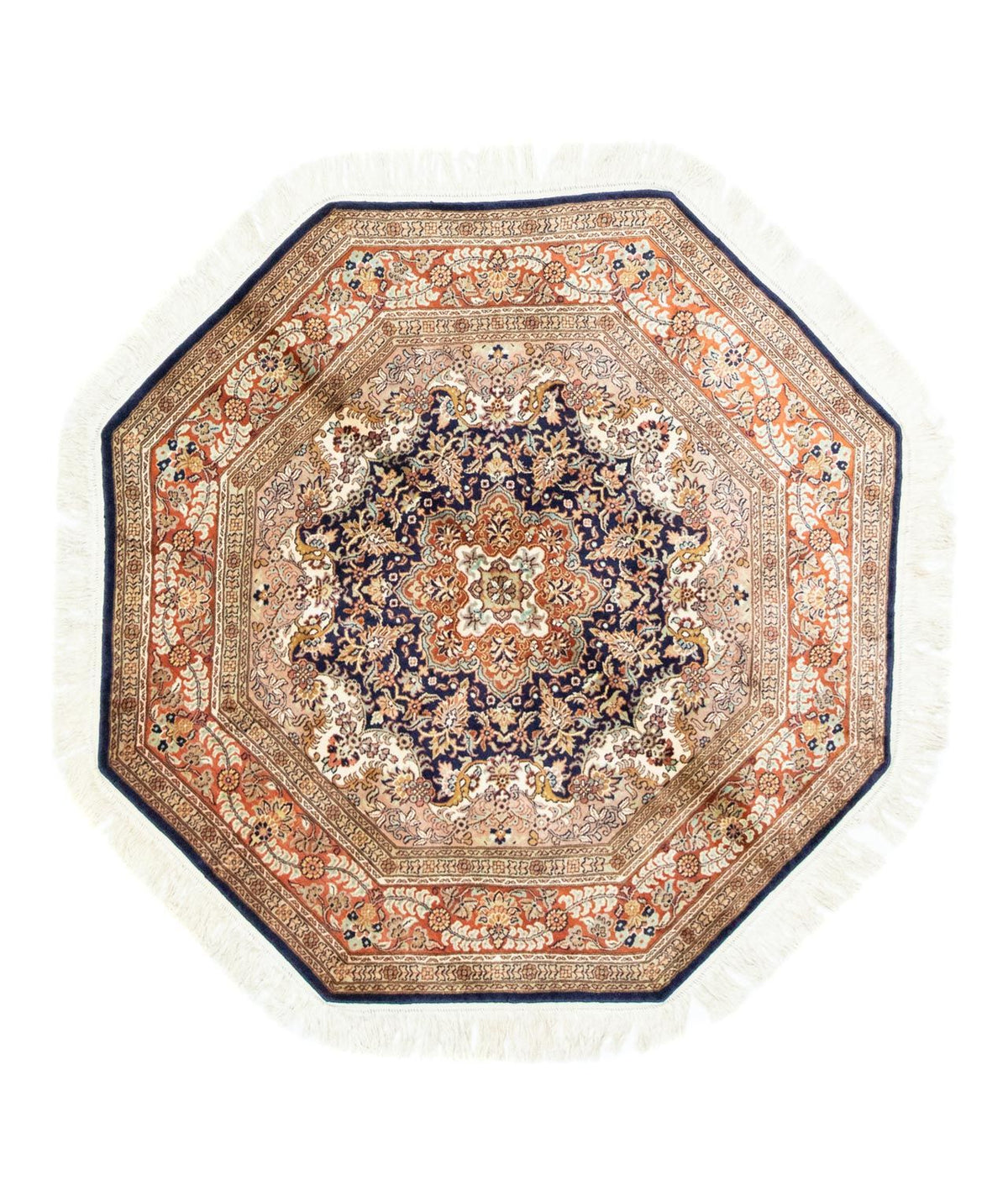Sidenmatta - Kashmir Silk särskild form  - 127 x 125 cm - blå